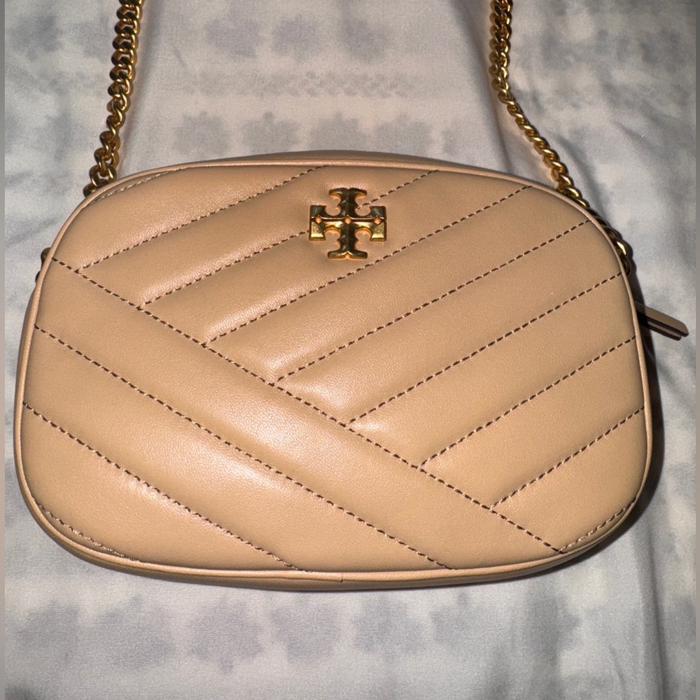Tory Burch Beige Quilted Crossbody Bag
